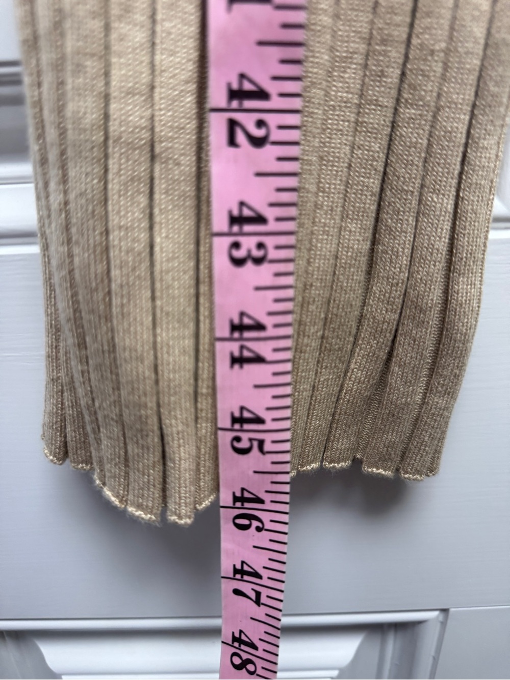 L’Academie Seraph Ribbed Knit High Rise Flare Pants Champagne Tan Medium - Picture 6 of 11